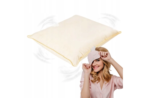 PODUSZKA PÓŁPUCHOWA BEŻOWA 40x40 ANTYALERGICZNA MIĘKKA 100% BAWEŁNA