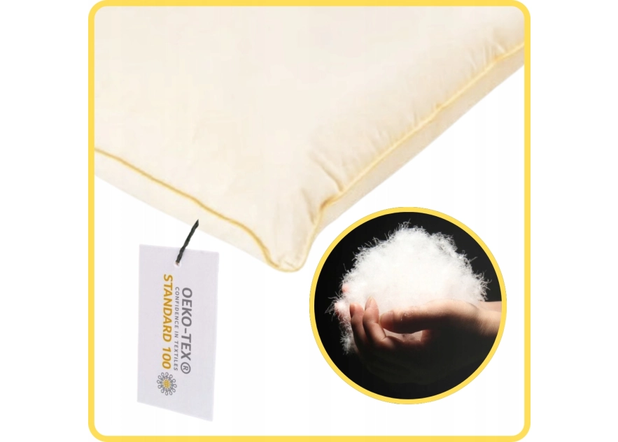 PODUSZKA PÓŁPUCHOWA BEŻOWA 40x40 ANTYALERGICZNA MIĘKKA 100% BAWEŁNA