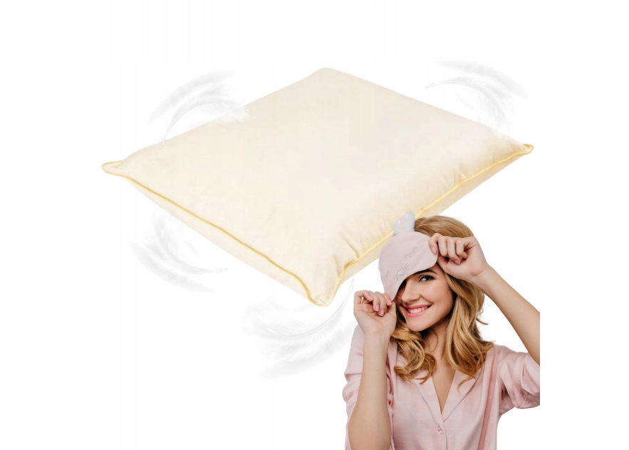 PODUSZKA PÓŁPUCHOWA BEŻOWA 40x40 ANTYALERGICZNA MIĘKKA 100% BAWEŁNA